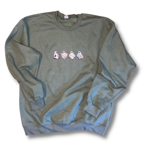 Groovy Ghosts Embroidered Crewneck Sweatshirt