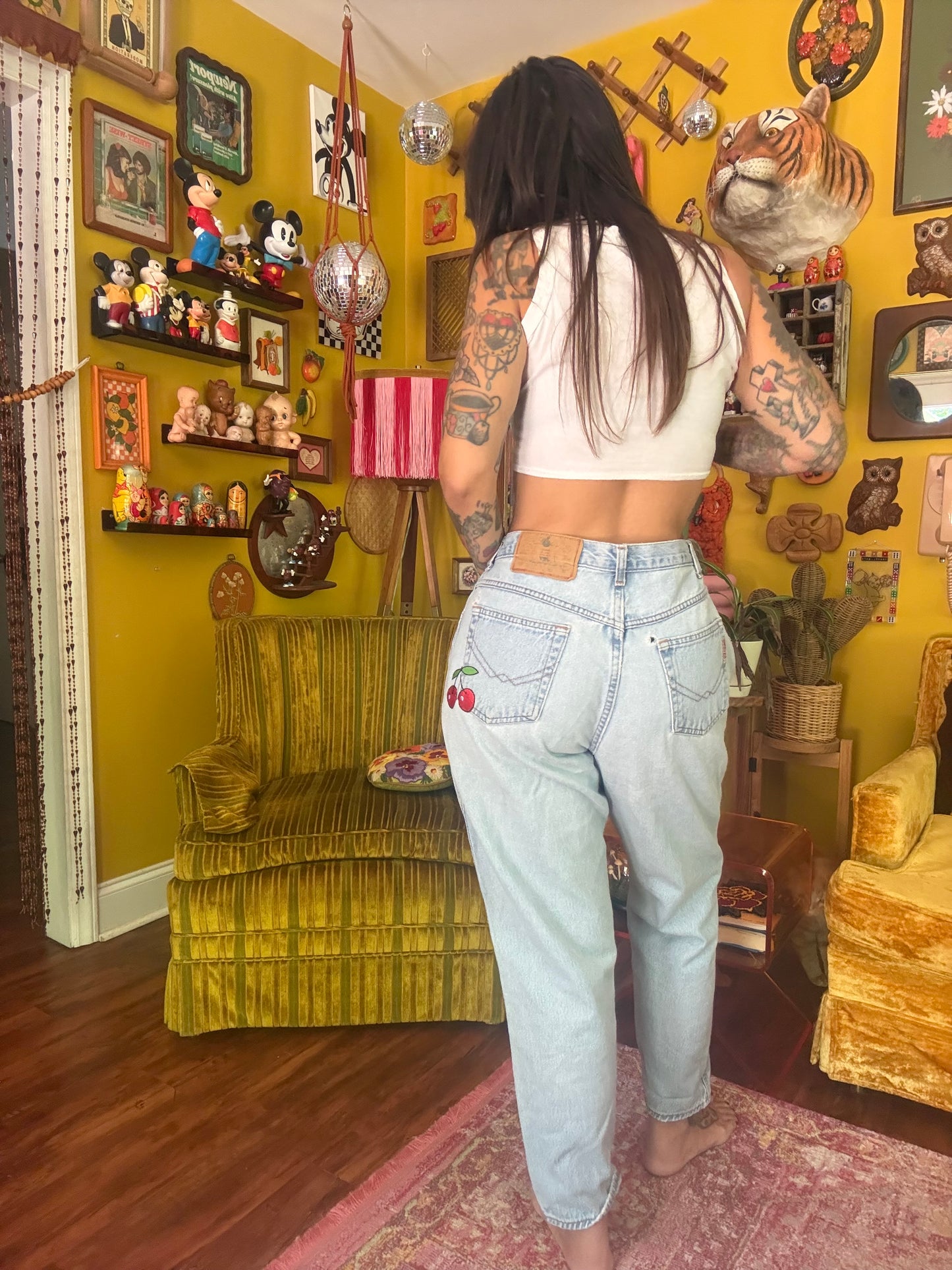 The "Daisy Days" 30" Vintage Gitano Custom Embroidered Jeans