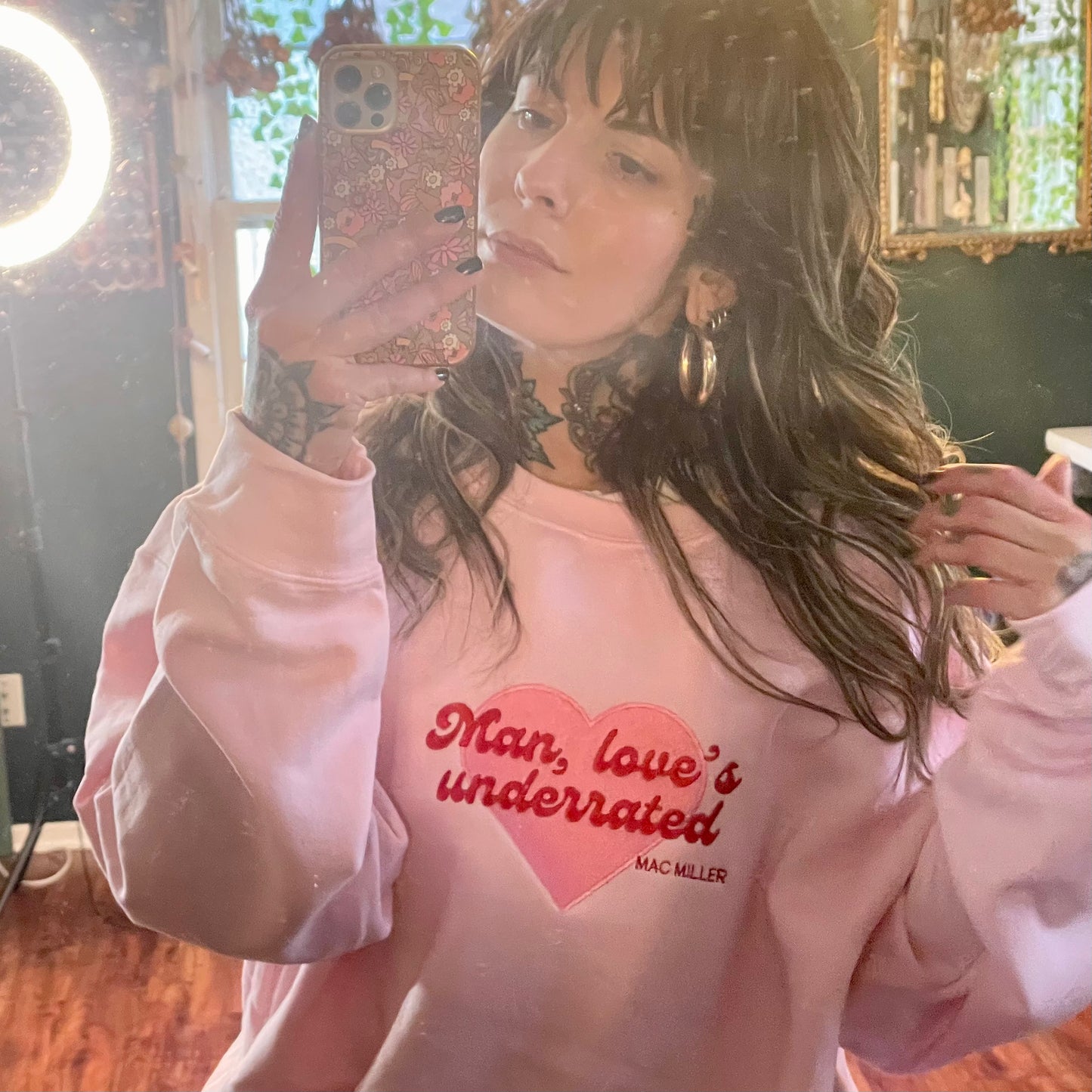 Man, Love's Underrated Valentines Embroidered Unisex Crewneck Sweatshirt
