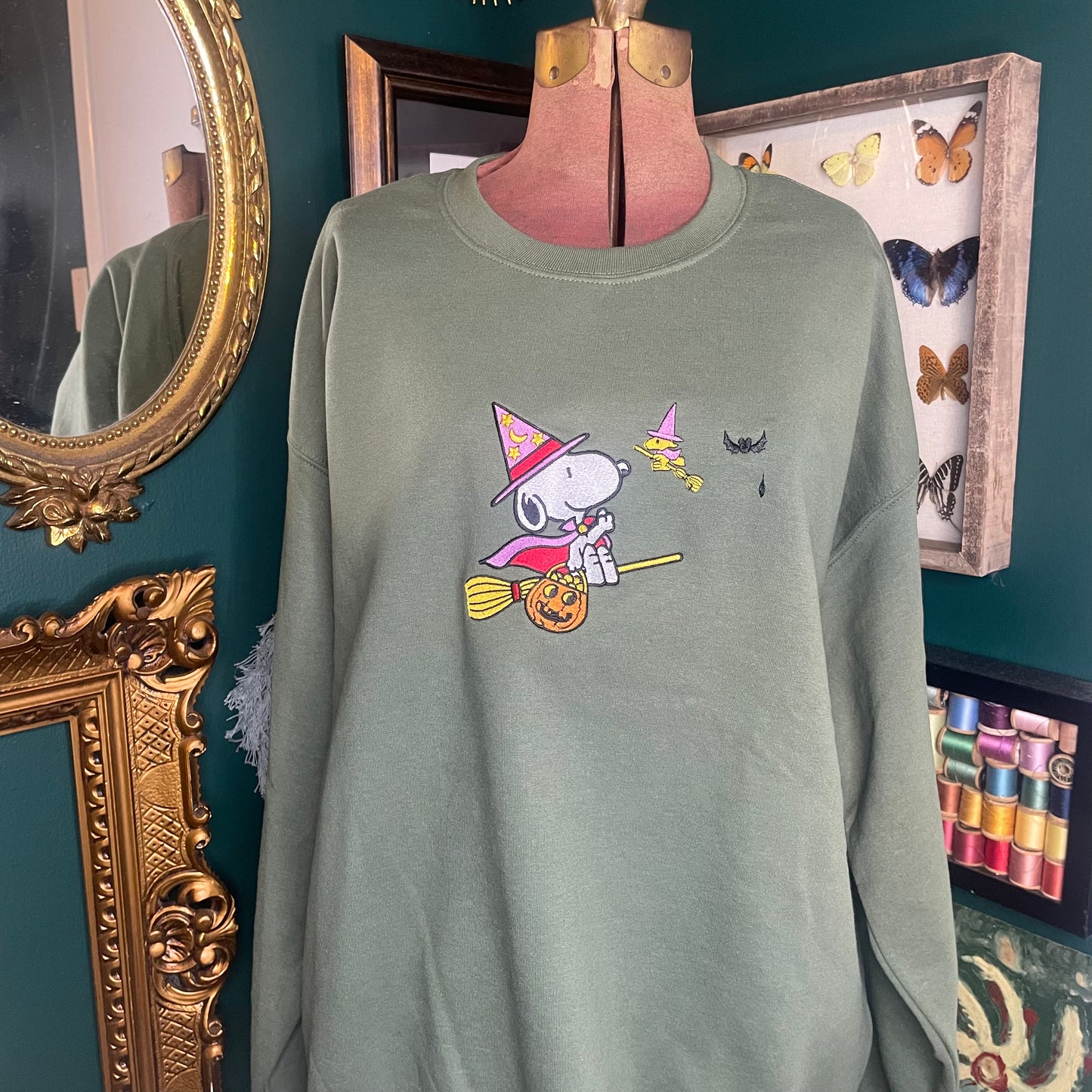 Spooky Snoopy Embroidered Unisex Crewneck Sweatshirt
