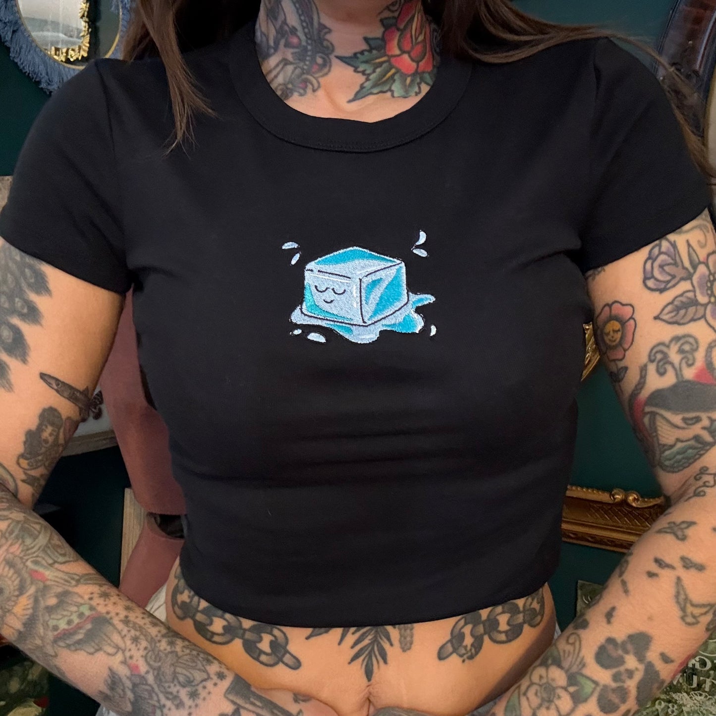 Melt Ice Embroidered Baby Tee or Unisex T-Shirt
