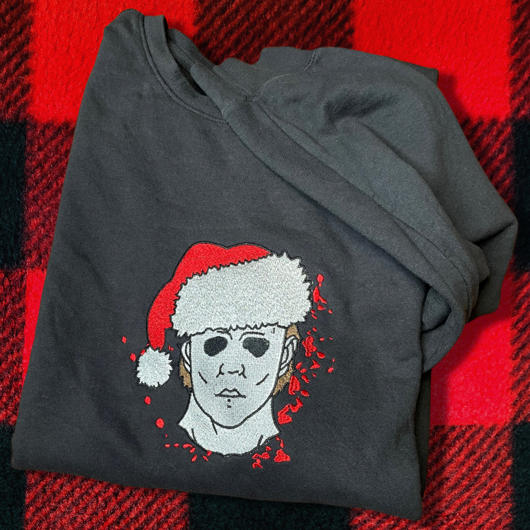 Halloween on Christmas Embroidered Unisex Crewneck Sweatshirt