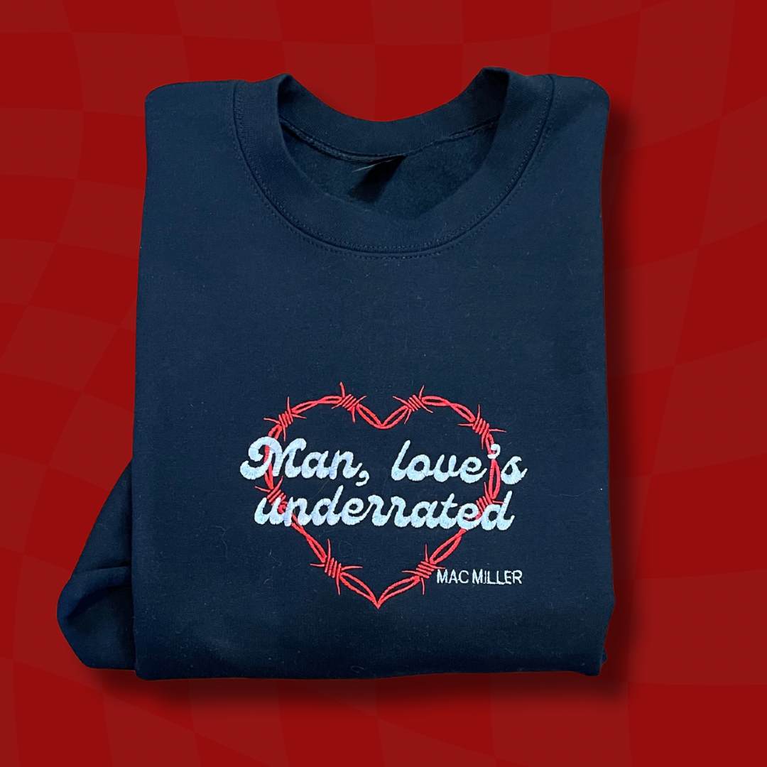 Man, Love's Underrated Barbed Wire Embroidered Unisex Crewneck Sweatshirt