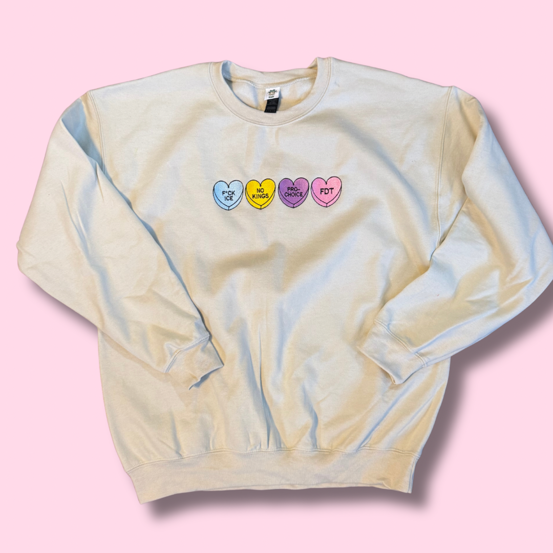 Sugar‑Coated and Fed Up Embroidered Unisex Crewneck Sweatshirt