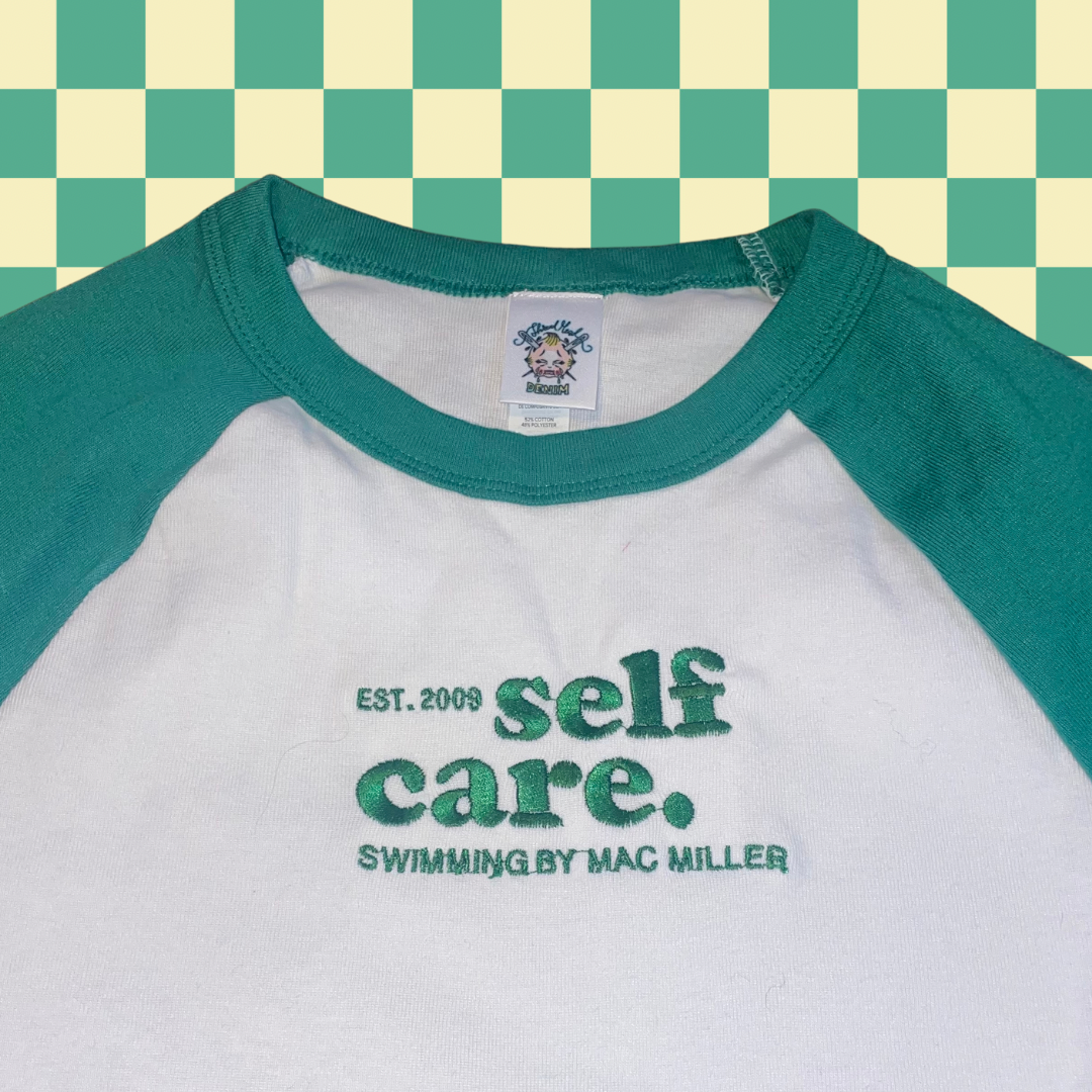 Green Embroidered Baby Doll Crop Top