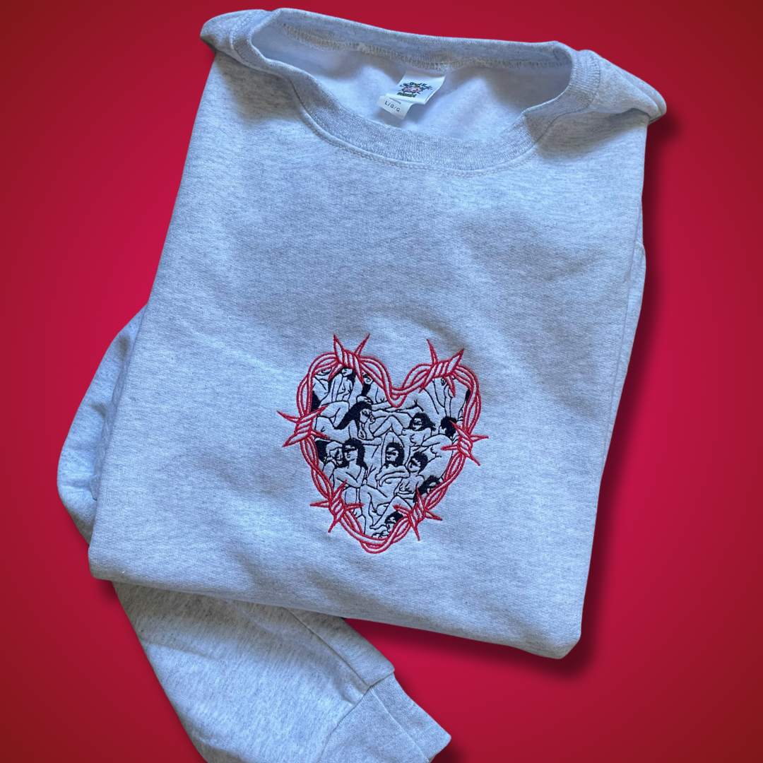 Barbed Heart Embroidered Unisex Crewneck Sweatshirt