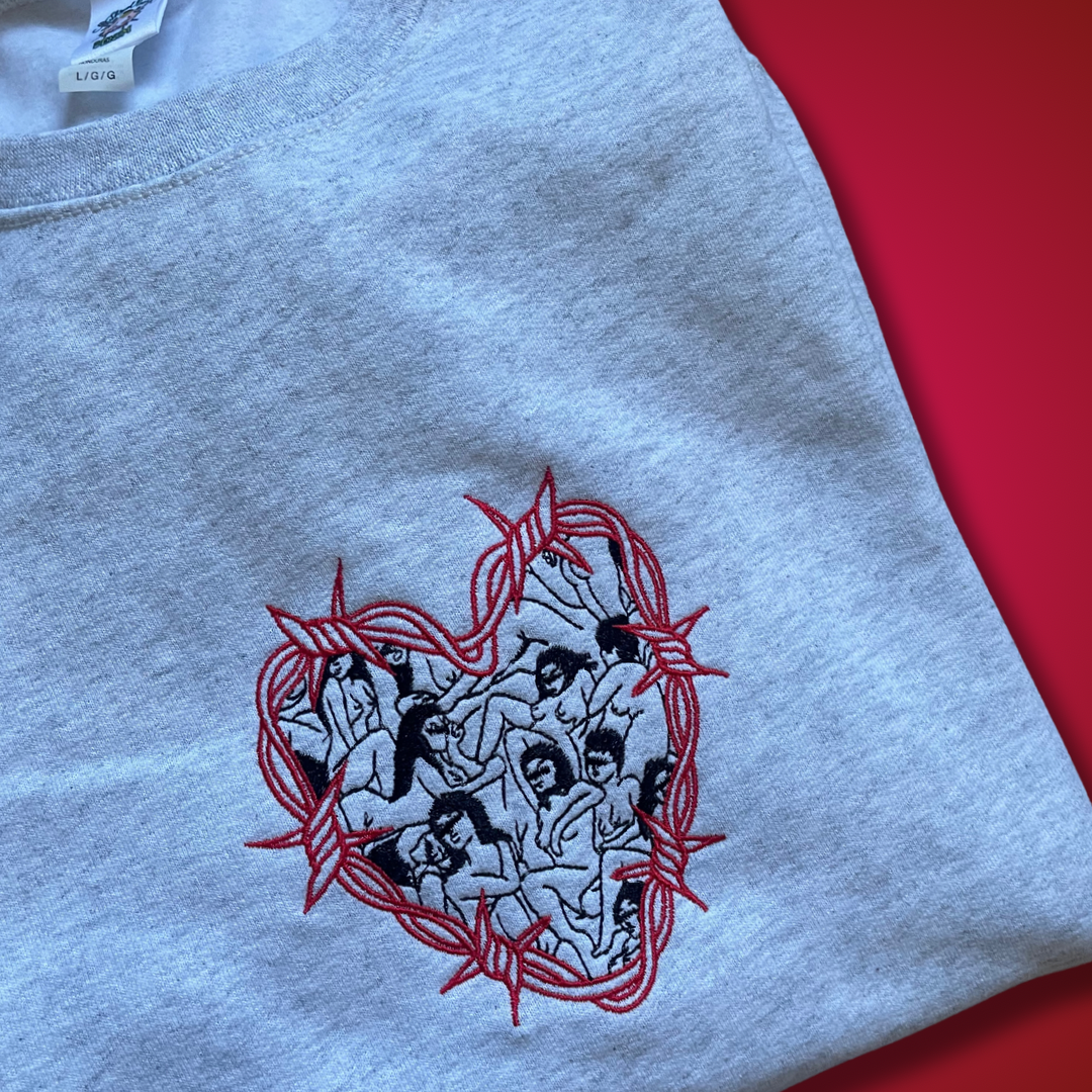 Barbed Heart Embroidered Unisex Crewneck Sweatshirt