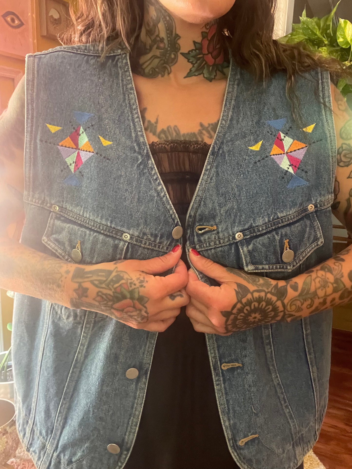 1:1 Vintage Country Western Inspired Neon Cowgirl Fringe Vest