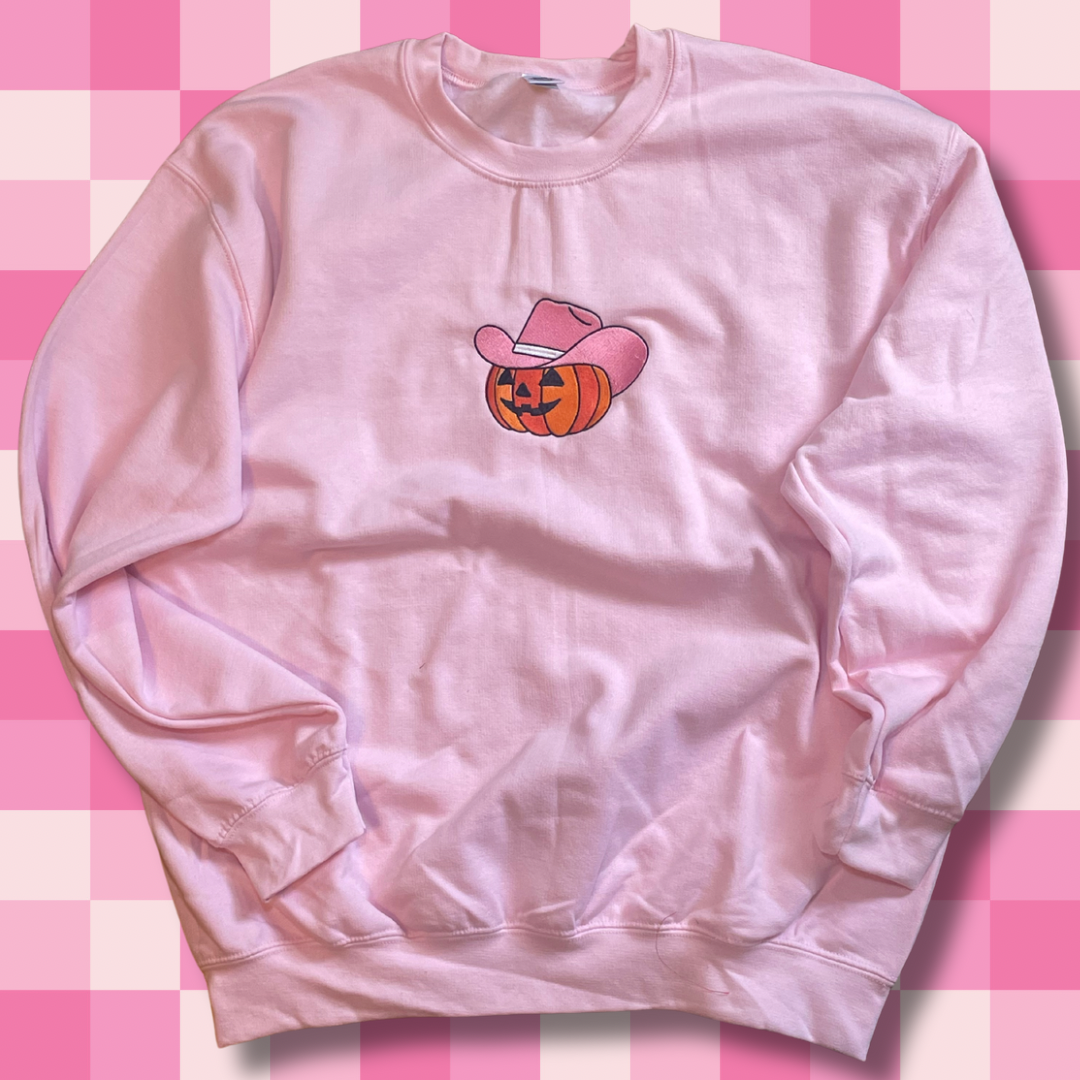 Honky Tonk Pumpkin Embroidered Unisex Crewneck Sweatshirt