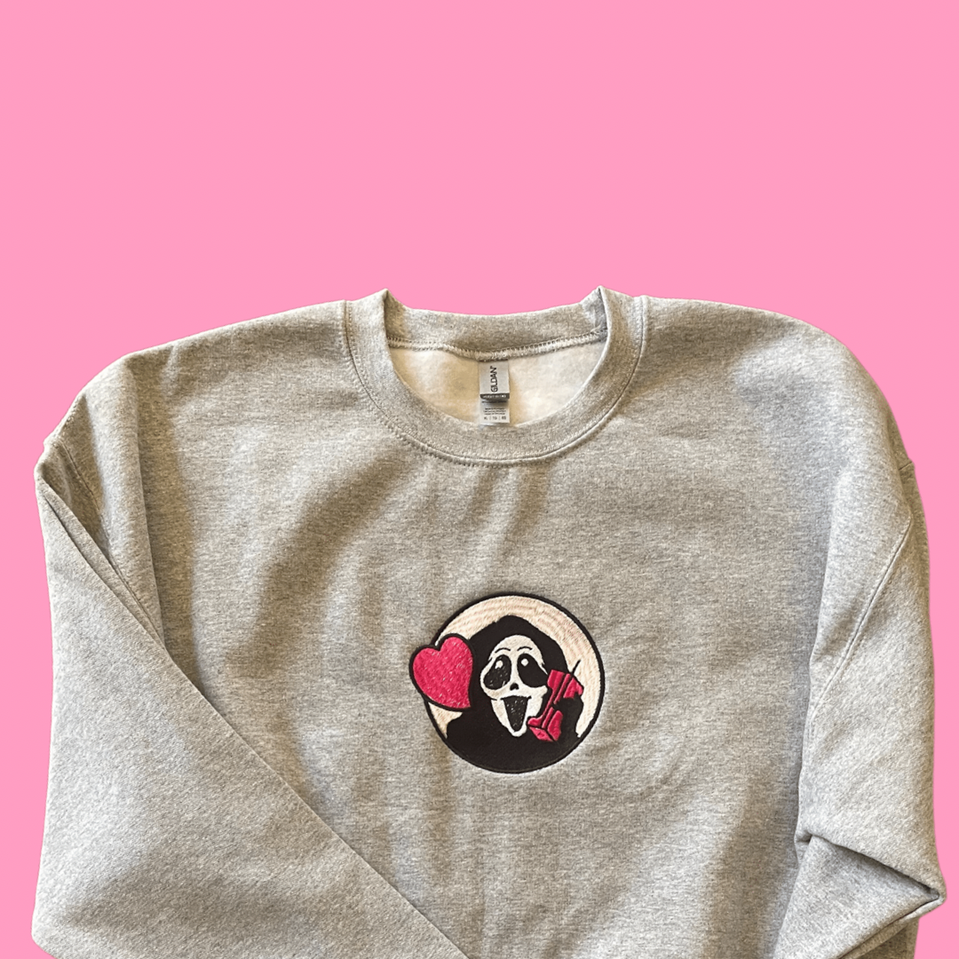 Cutesy Ghostface Embroidered Crewneck Sweatshirt