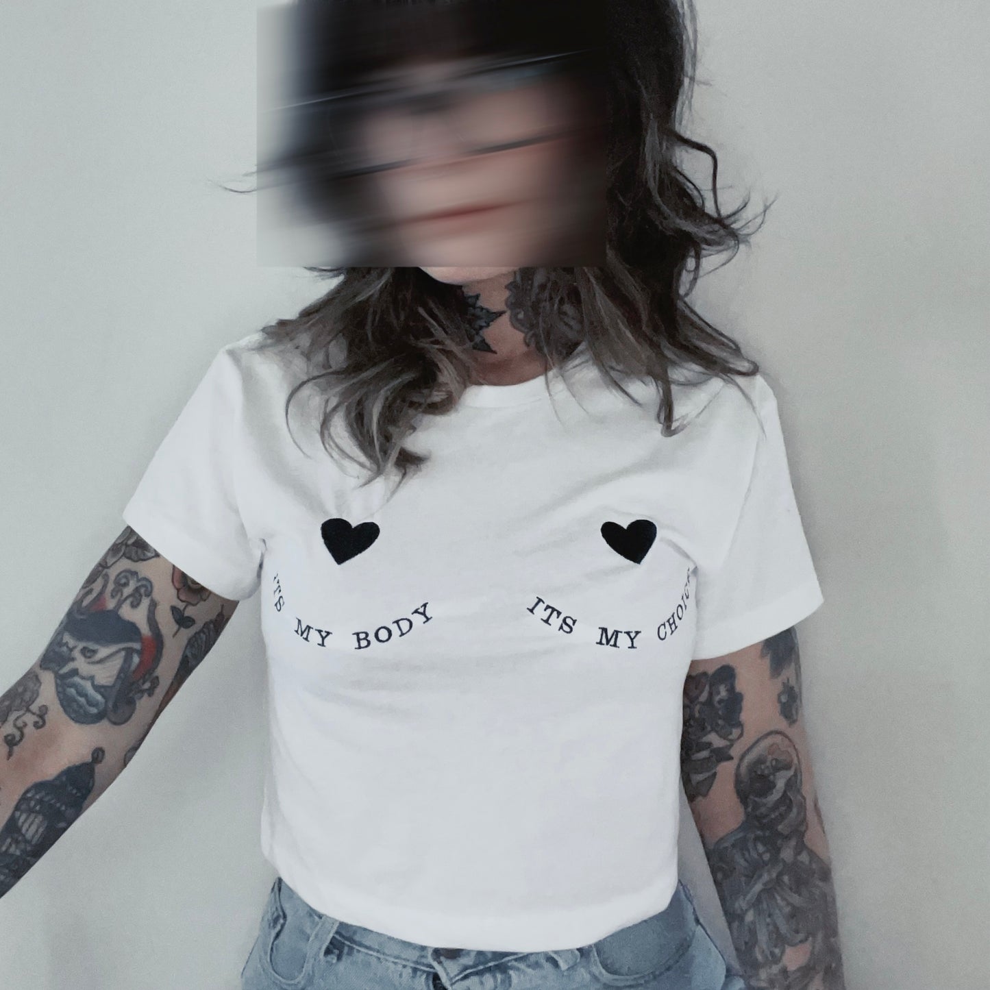 It's My Body It's My Choice Tatas Embroidered Crop Top