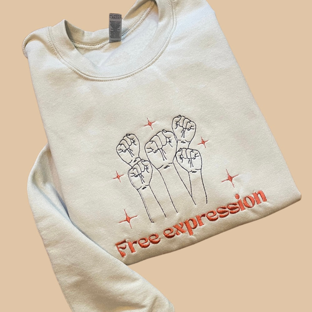 Free Expression Embroidered Crewneck Sweatshirt