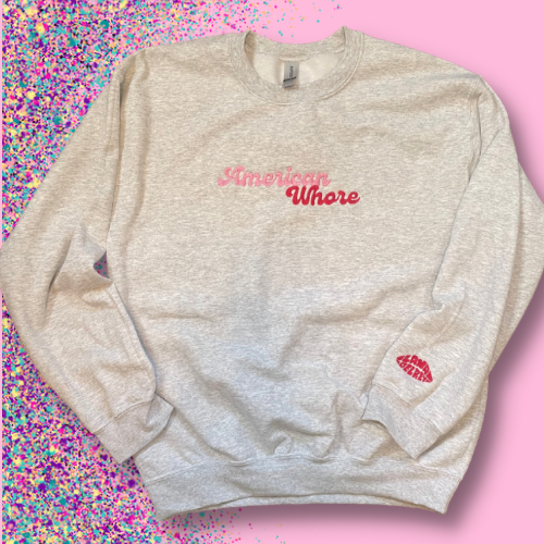 A&W Kisses Lana Del Rey Embroidered Crewneck Sweatshirt
