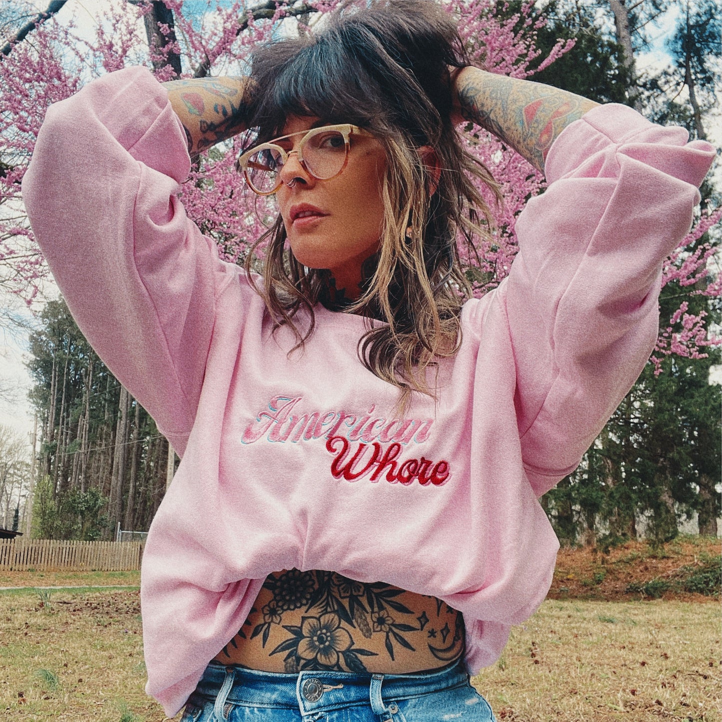 American Whore Embroidered Crewneck Sweatshirt