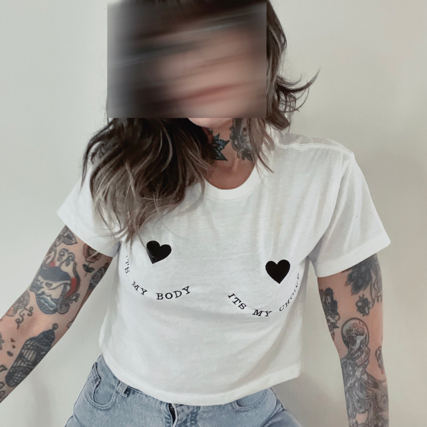 It's My Body It's My Choice Tatas Embroidered Crop Top