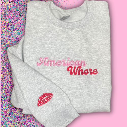 A&W Kisses Lana Del Rey Embroidered Crewneck Sweatshirt