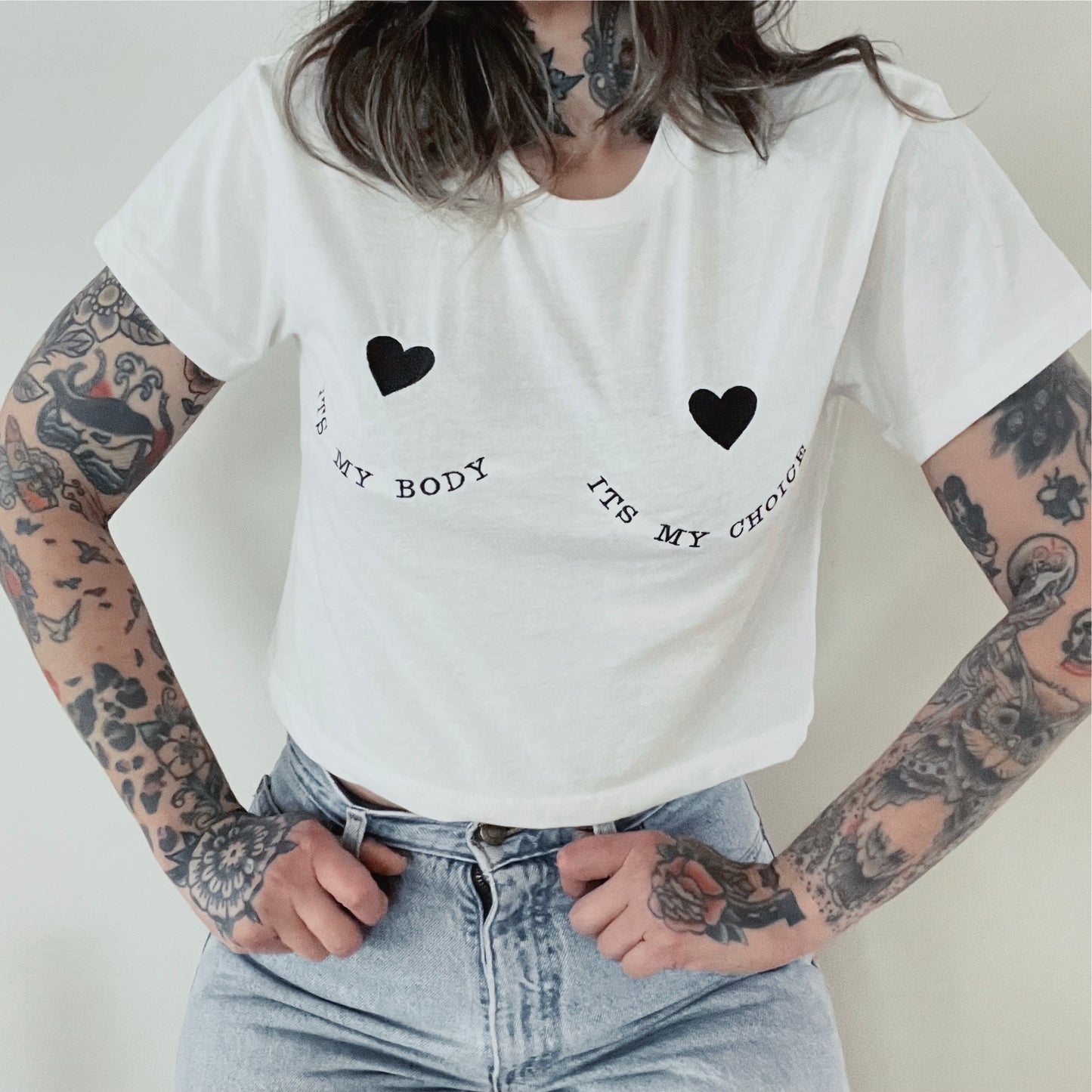 It's My Body It's My Choice Tatas Embroidered Crop Top