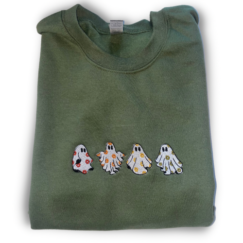 Groovy Ghosts Embroidered Crewneck Sweatshirt