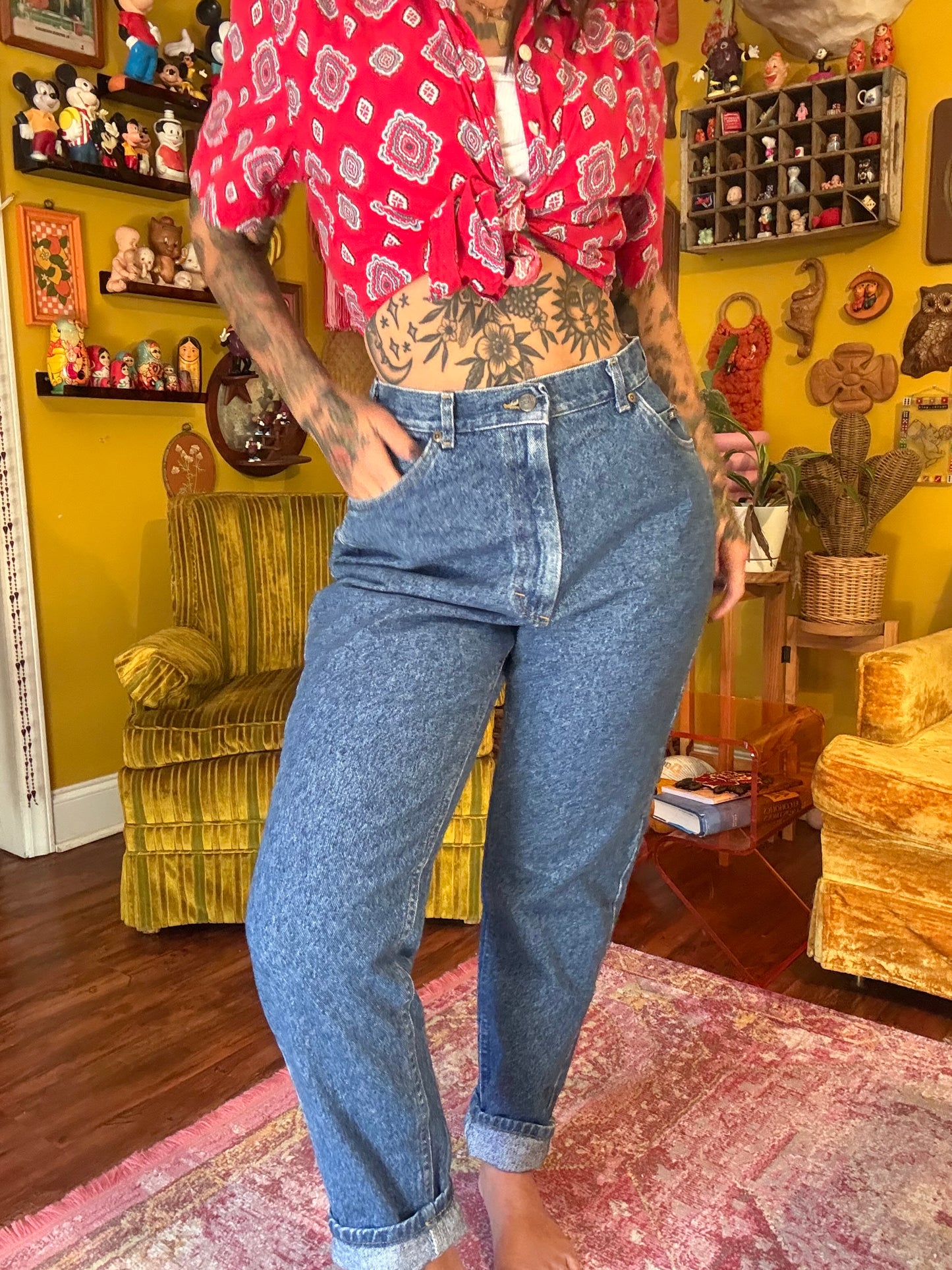 The "Double Luck" 29" Vintage Lee Custom Embroidered Jeans
