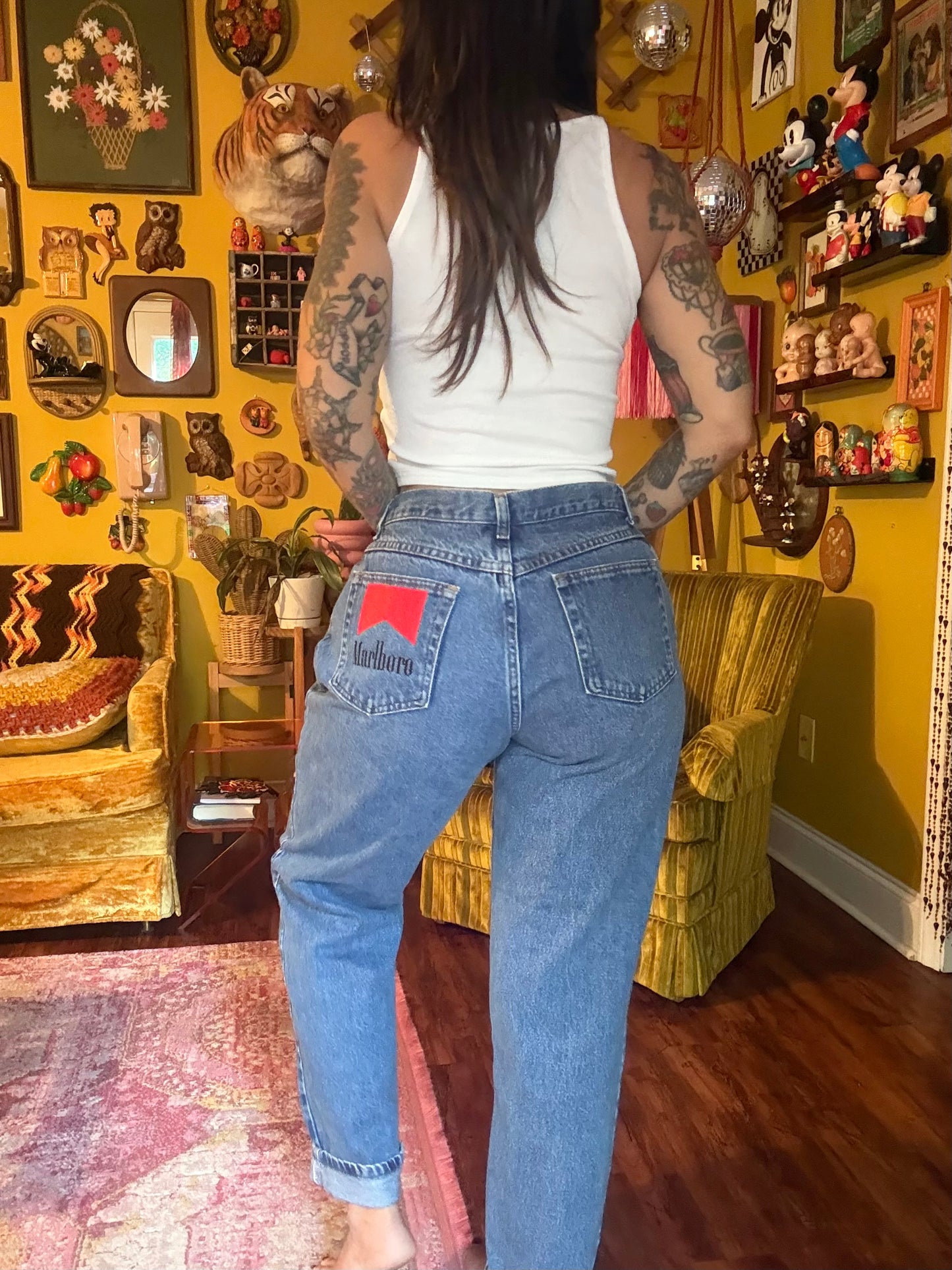 Marlboro 31" Embroidered Vintage Chic Denim Jeans