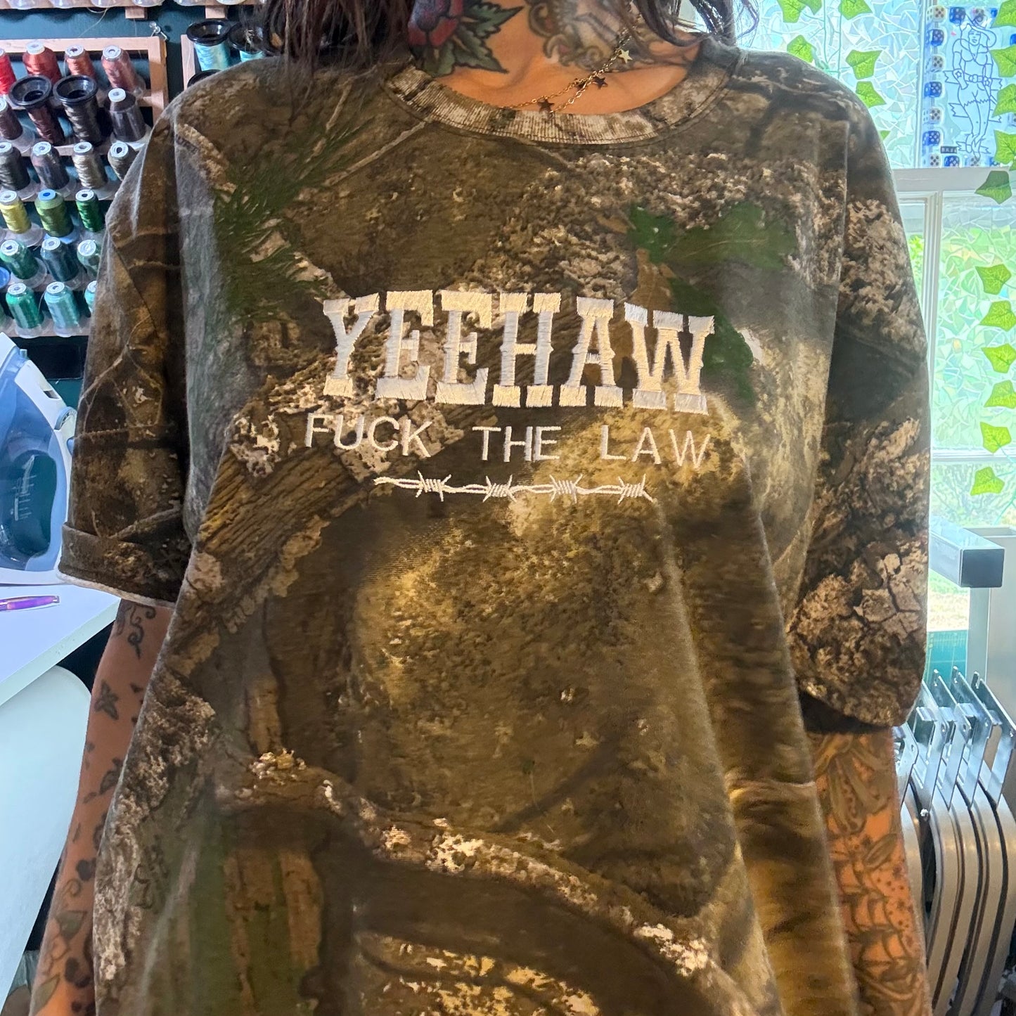 Yeehaw Fuck The Law Embroidered Unisex T-Shirt