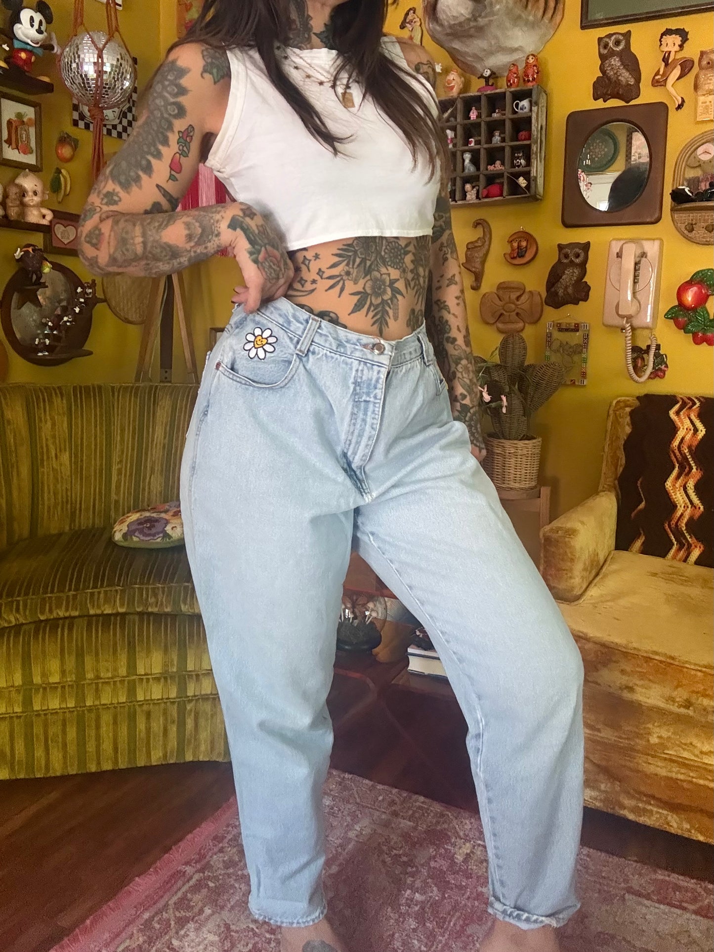 The "Daisy Days" 30" Vintage Gitano Custom Embroidered Jeans