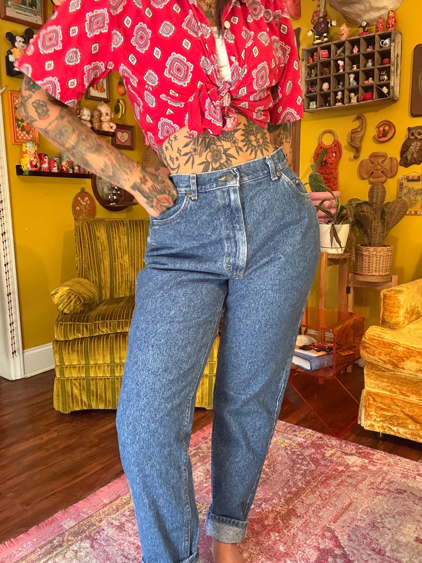 The "Double Luck" 29" Vintage Lee Custom Embroidered Jeans