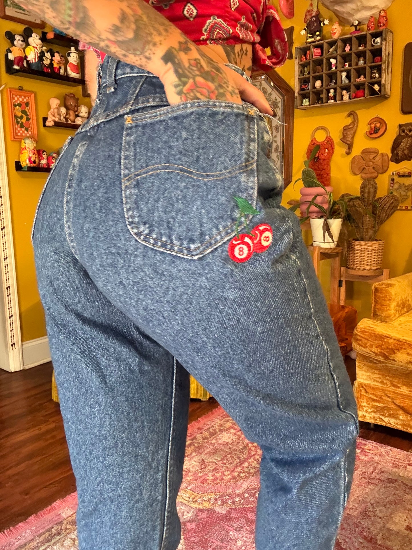 The "Double Luck" 29" Vintage Lee Custom Embroidered Jeans