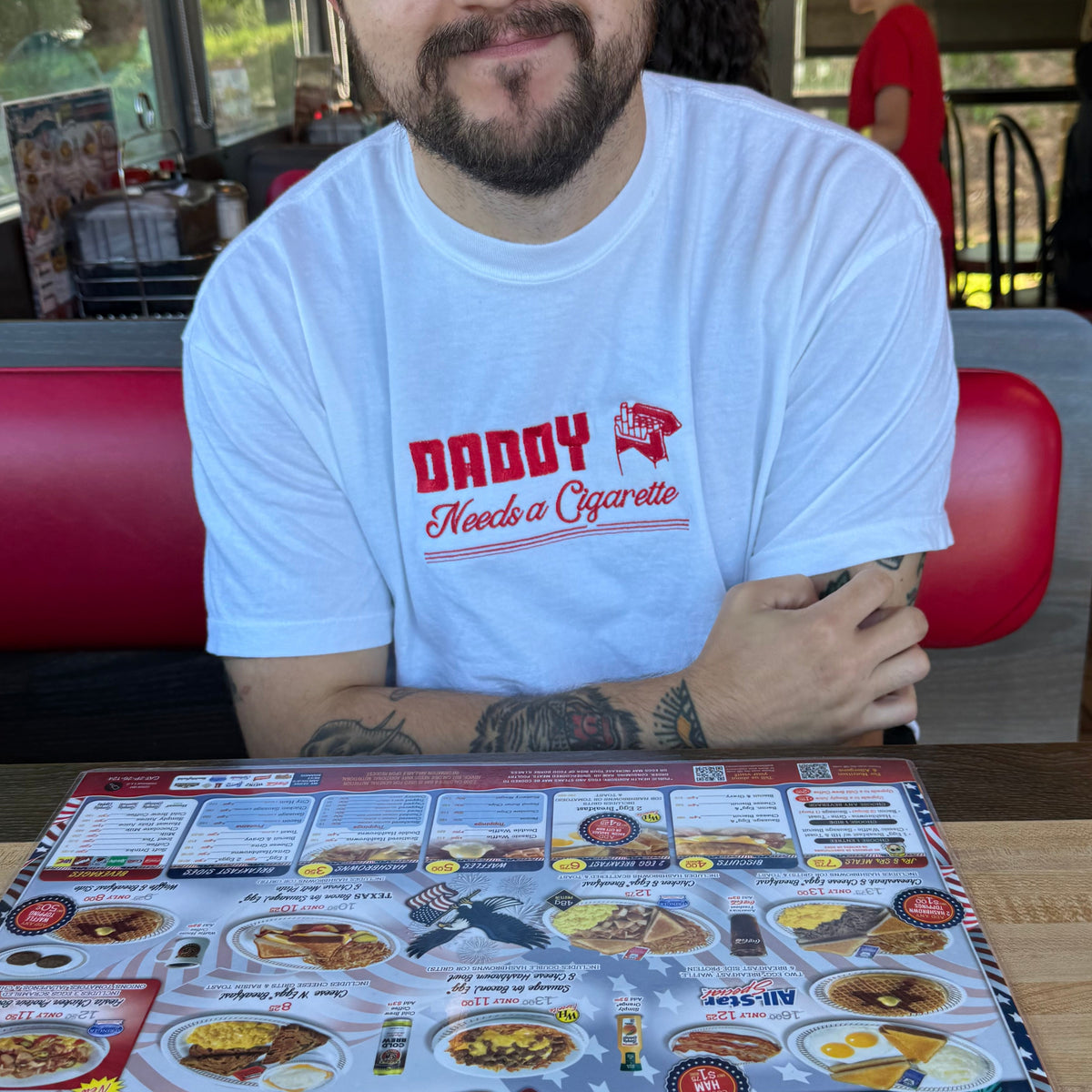 Daddy Needs A Cigarette Embroidered Unisex T-Shirt or Baby Tee