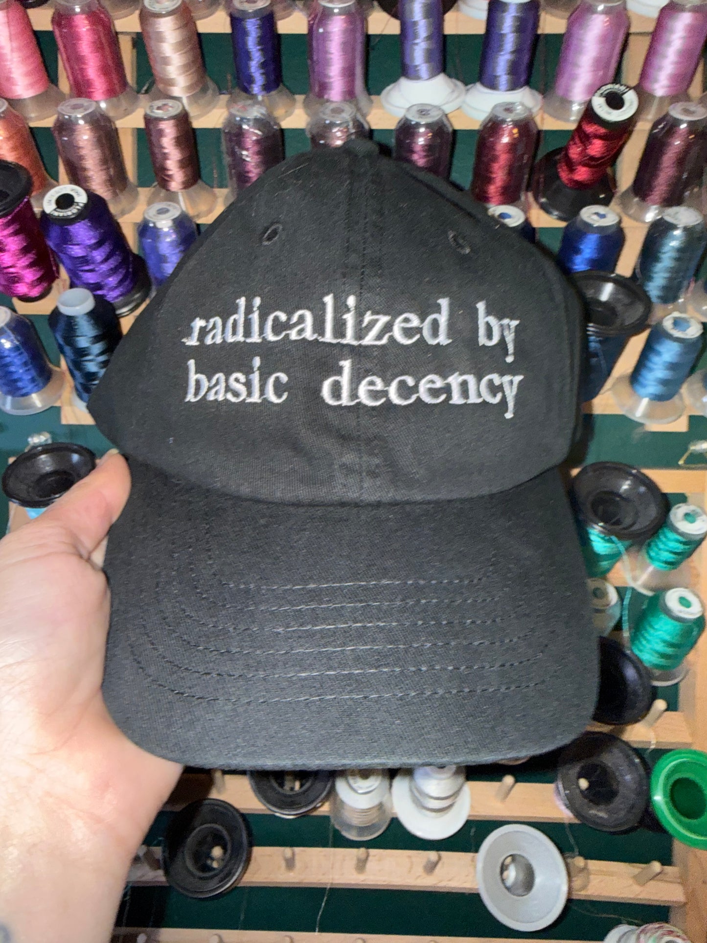 Radicalized by Basic Decency Embroidered Dad Hat