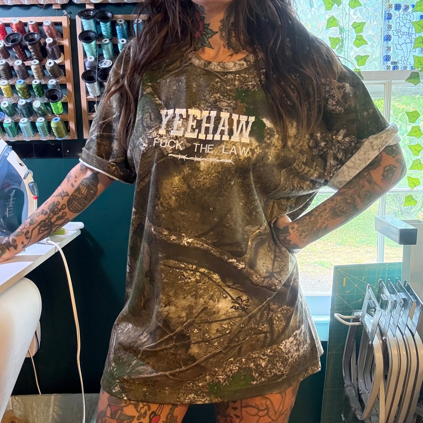 Yeehaw Fuck The Law Embroidered Unisex T-Shirt