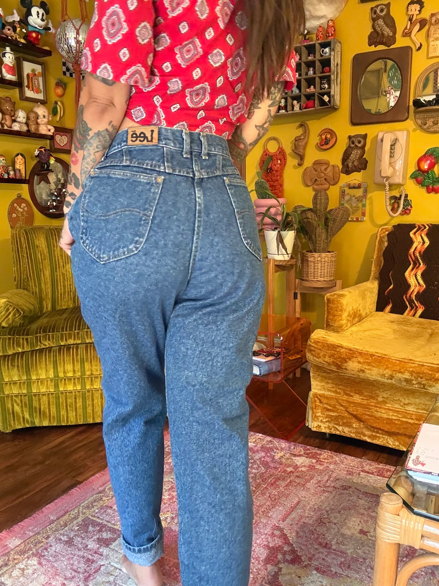 The "Double Luck" 29" Vintage Lee Custom Embroidered Jeans