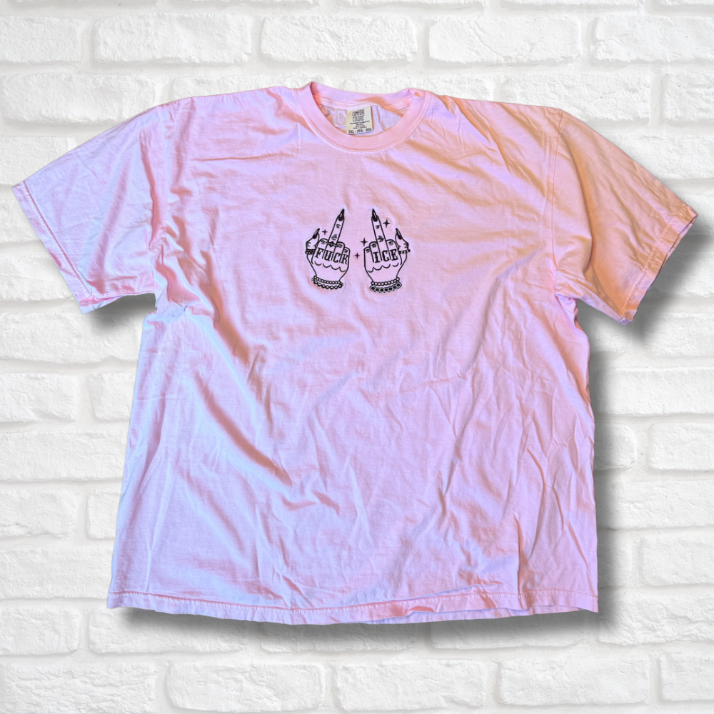 Give ICE The Finger Embroidered Baby Tee or Unisex T-Shirt