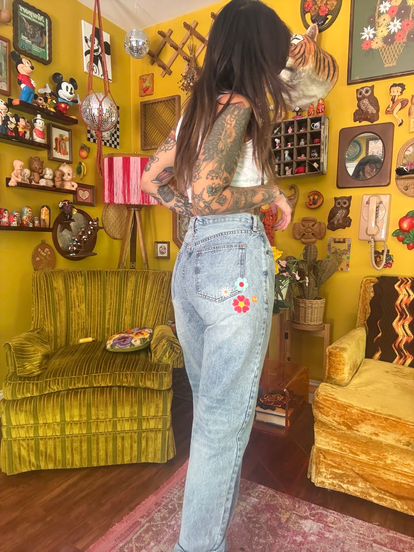 Bloomin' Buns 29" Upcycled Embroidered Jeans