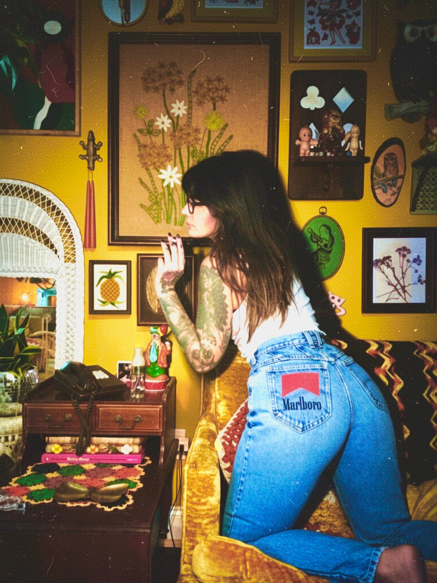 Marlboro 27" Embroidered Vintage Lee Denim Jeans