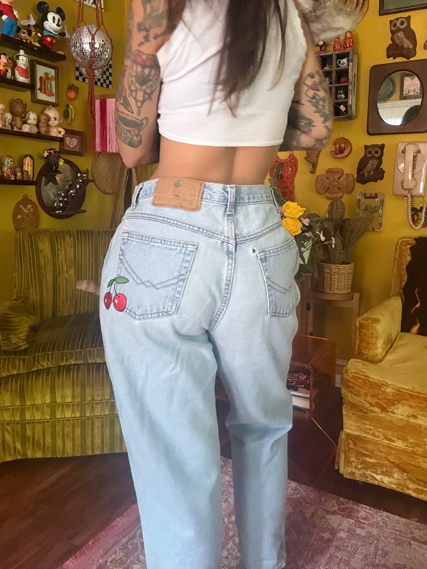 The "Daisy Days" 30" Vintage Gitano Custom Embroidered Jeans