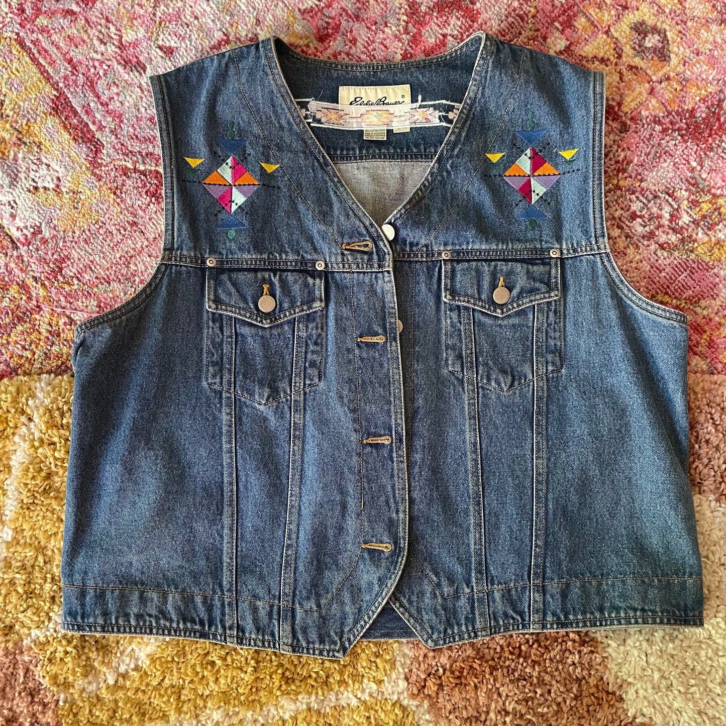 1:1 Vintage Country Western Inspired Neon Cowgirl Fringe Vest