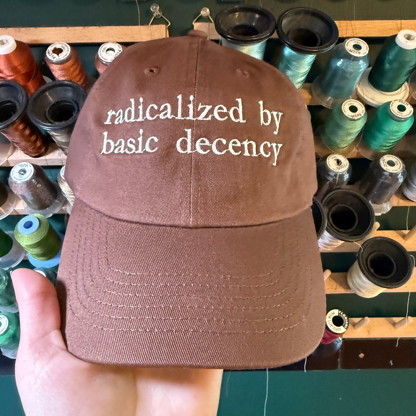 Radicalized by Basic Decency Embroidered Dad Hat