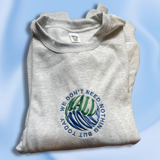 Small World Embroidered Unisex Crewneck Sweatshirt
