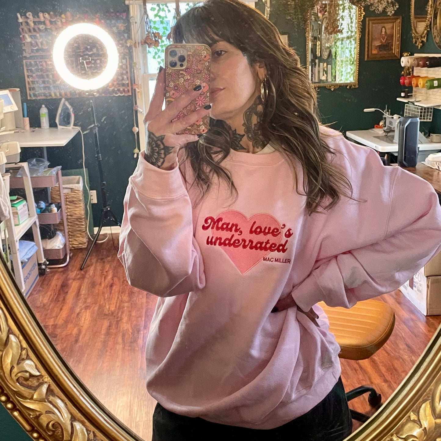 Man, Love's Underrated Valentines Embroidered Unisex Crewneck Sweatshirt