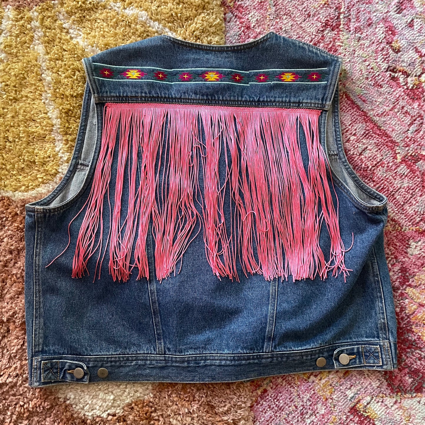 1:1 Vintage Country Western Inspired Neon Cowgirl Fringe Vest