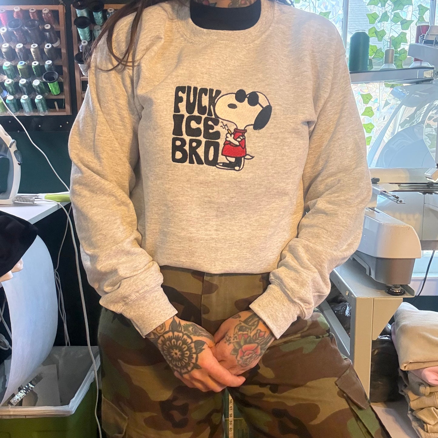 Zero Chill Stitch — ‘F* Ice Bro’ Embroidered Unisex Crewneck Sweatshirt