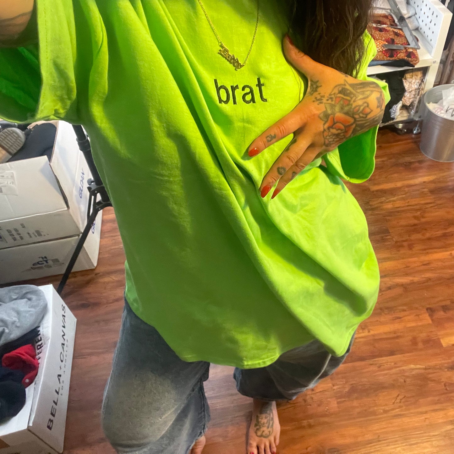 Brat (or custom text)  Embroidered Unisex T-shirt