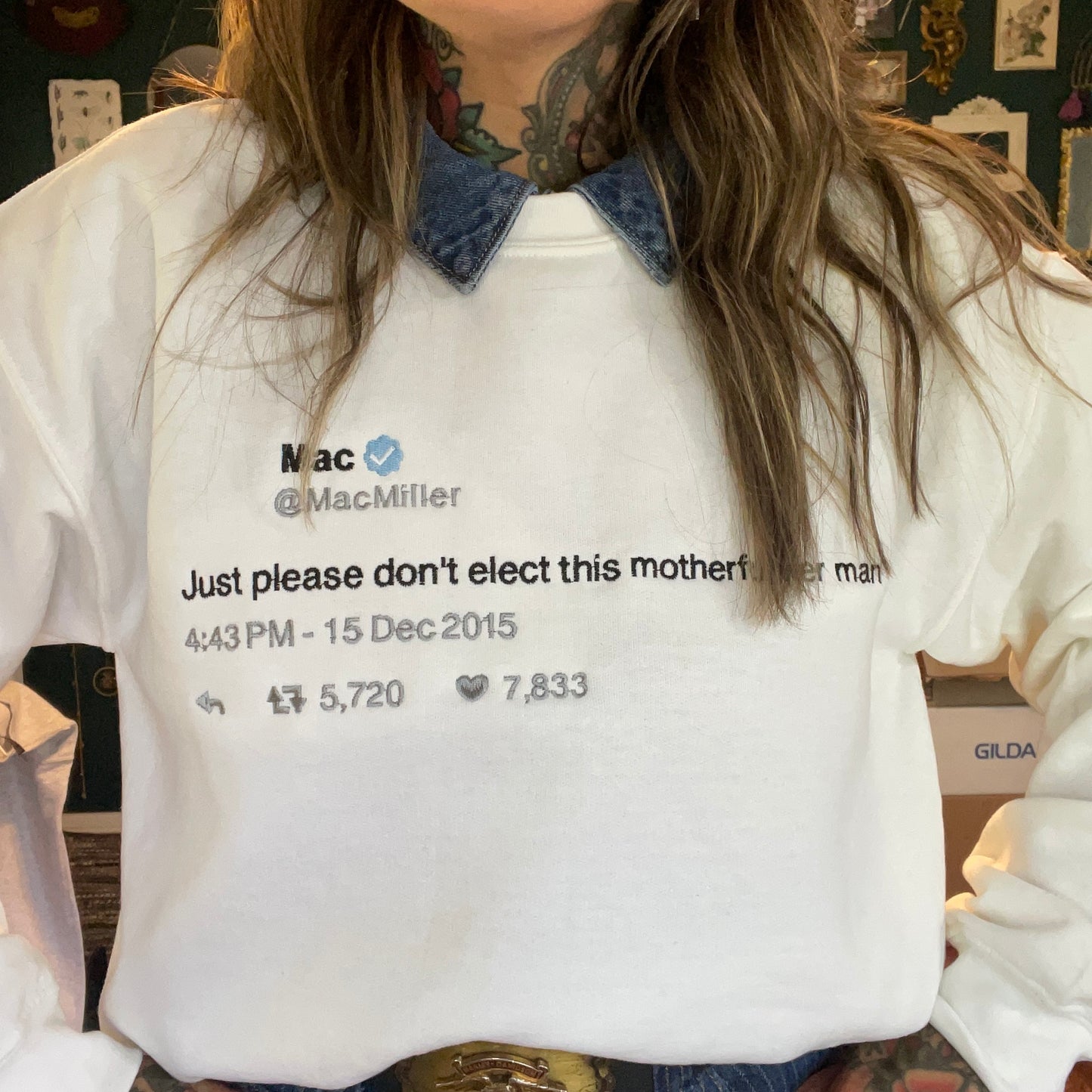 Please Don't Elect This Mf'r Embroidered Unisex Crewneck Sweatshirt