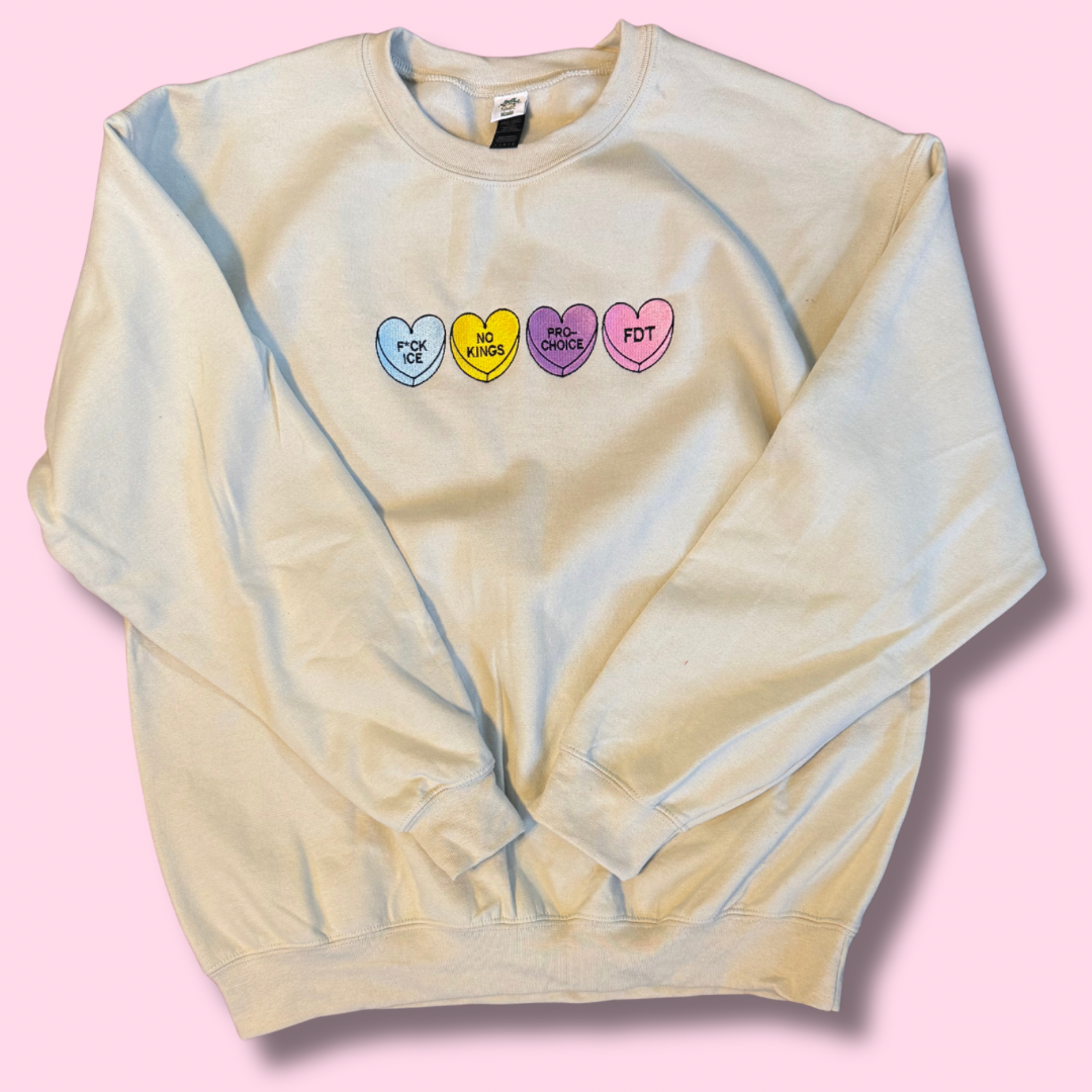 Sugar‑Coated and Fed Up Embroidered Unisex Crewneck Sweatshirt