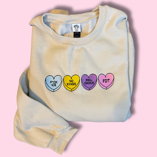 Sugar‑Coated and Fed Up Embroidered Unisex Crewneck Sweatshirt