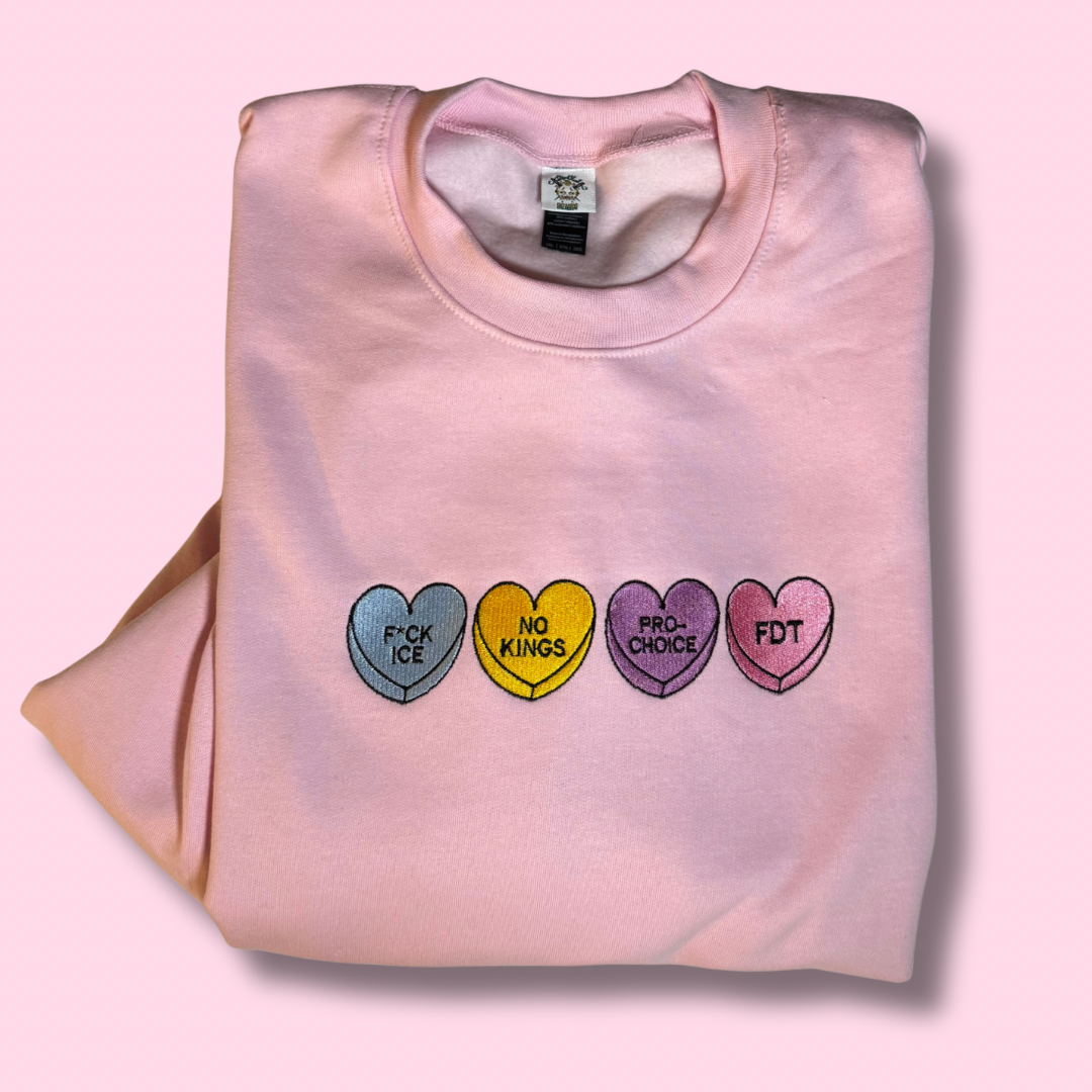 Sugar‑Coated and Fed Up Embroidered Unisex Crewneck Sweatshirt