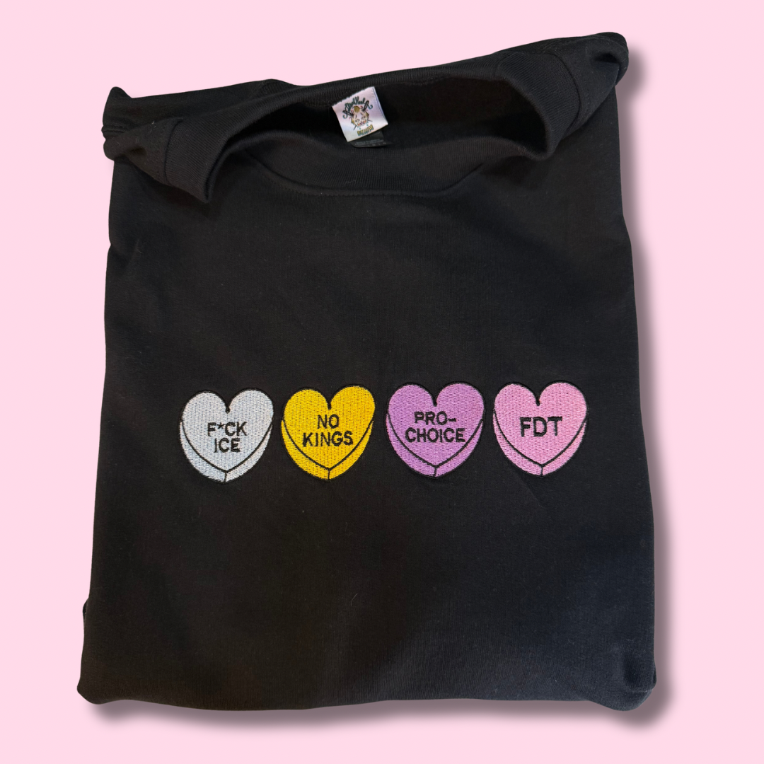 Sugar‑Coated and Fed Up Embroidered Unisex Crewneck Sweatshirt