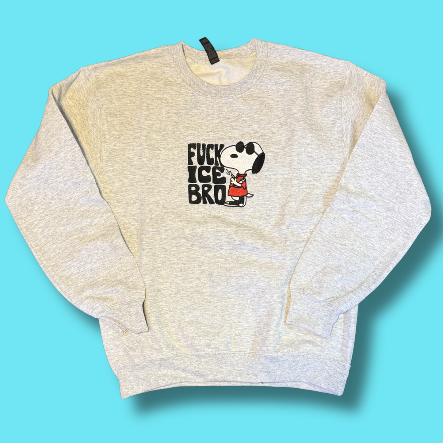 Zero Chill Stitch — ‘F* Ice Bro’ Embroidered Unisex Crewneck Sweatshirt