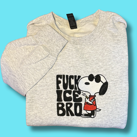 Zero Chill Stitch — ‘F* Ice Bro’ Embroidered Unisex Crewneck Sweatshirt